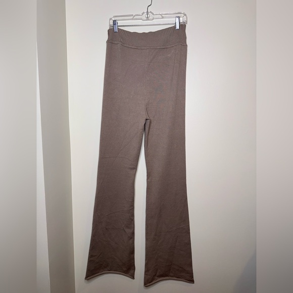 Fashion Nova Taupe Knit High Waisted Flare Pants - Picture 6 of 6